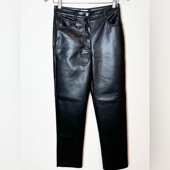 Aritzia Wilfred Black Faux Leather The Melina Pants - Picture 2 of 7